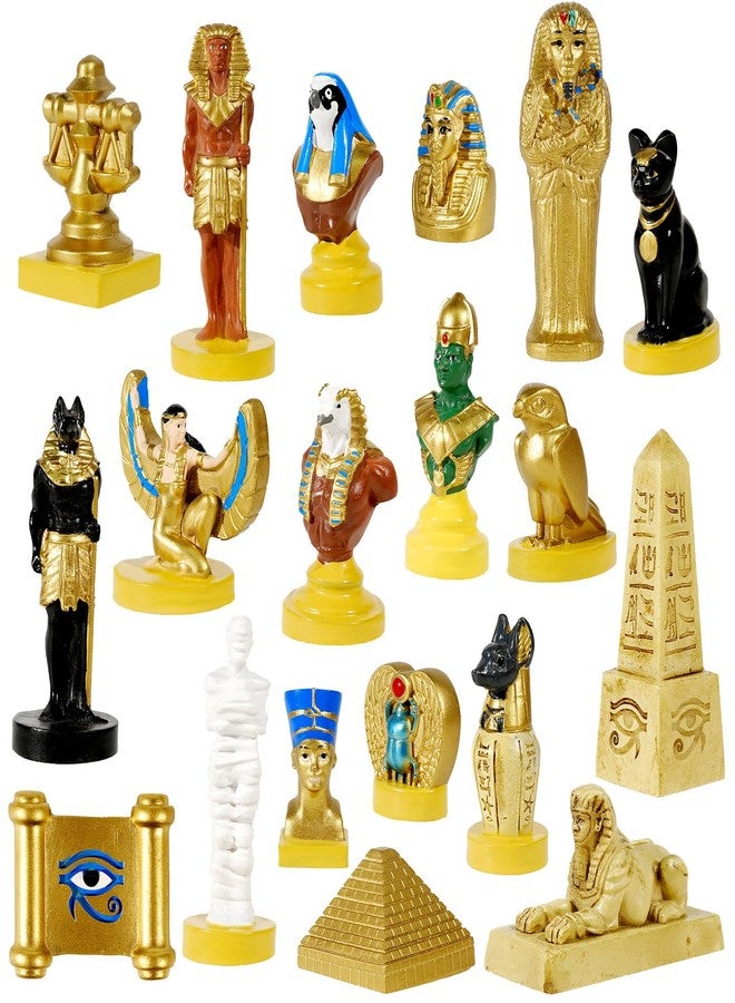 Pamonrueer 19 Pcs Egyptian Figurines Set Ancient Egypt Ancient Egyptian Decor Pyramid Mummy Pharaoh Anubis Statue Egyptian Decor Egyptian Gods for Home Decor - Image 1